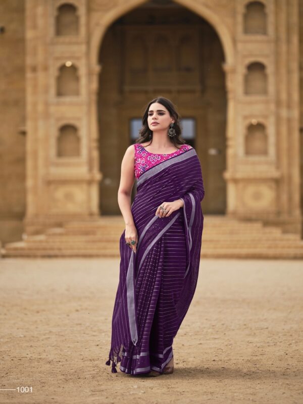 Dark Magenta Georgette Leheriya saree