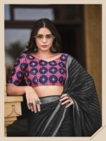 Gunmetal Gray Georgette Leheriya saree