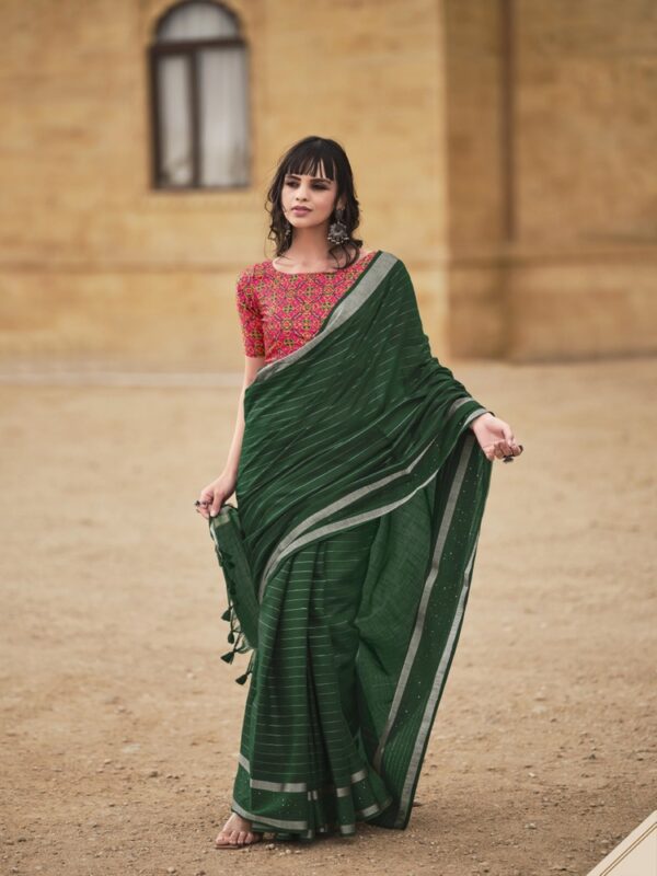 Hunter Green Georgette Leheriya saree