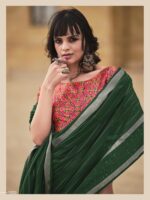 Hunter Green Georgette Leheriya saree