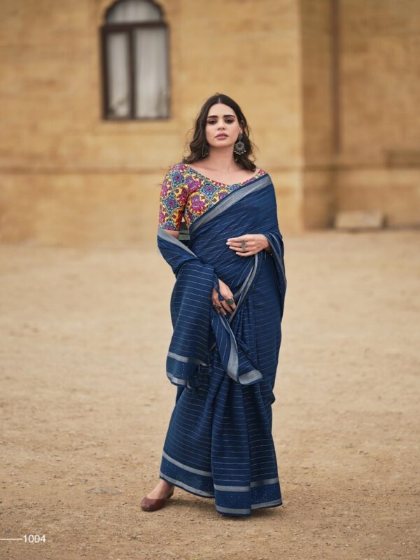 Midnight Blue Georgette Leheriya saree