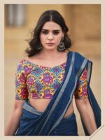Midnight Blue Georgette Leheriya saree