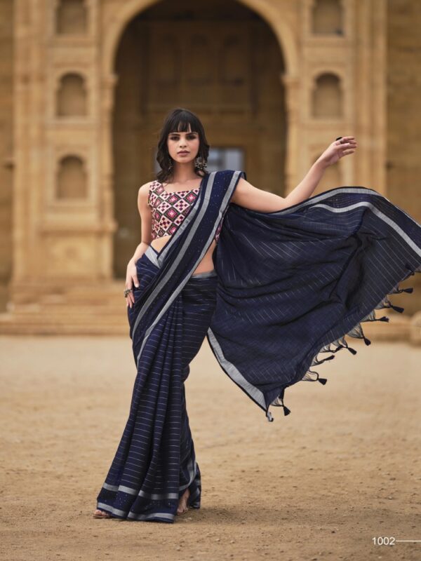 Navy Blue Georgette Leheriya saree