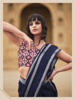 Navy Blue Georgette Leheriya saree
