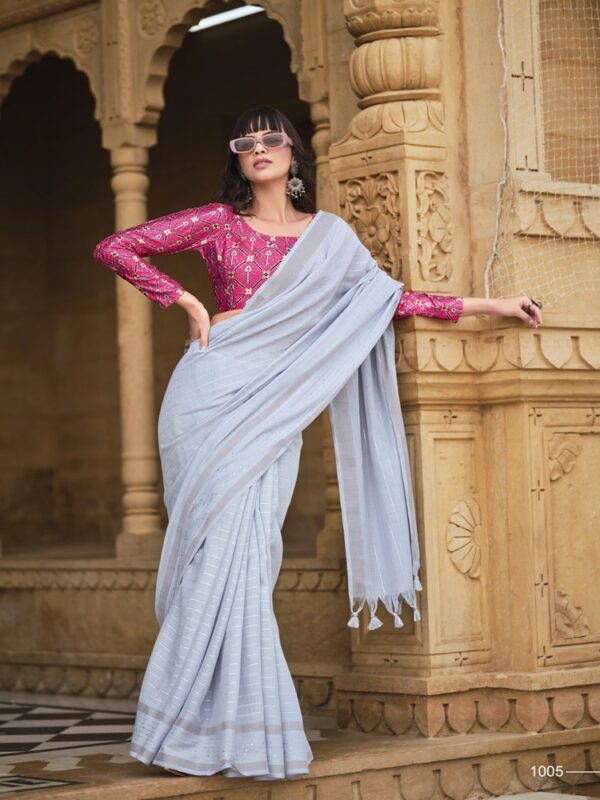 Off white Georgette Leheriya saree