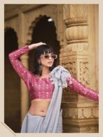 Off white Georgette Leheriya saree