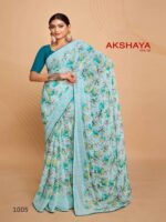 Misty Blue Weightless Printed saree