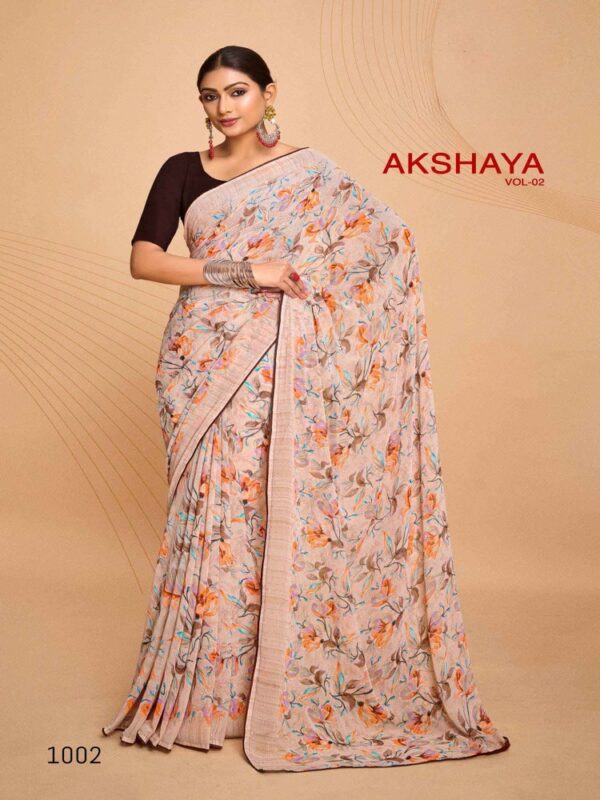 Pastel Orange Weightless Printed saree