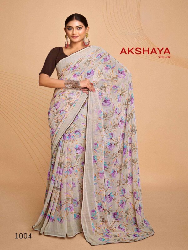 Worm Gray Weightless Printed saree