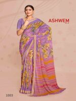 Purple Plum Dull Moss Printed saree