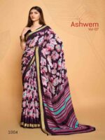 Aubergine Dull Moss Printed saree