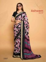 Black Dull Moss Printed saree