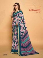 Blue Dull Moss Printed saree