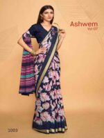 Gunmetal Gray Dull Moss Printed saree