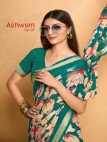 Thumbnail Dull Moss Printed saree