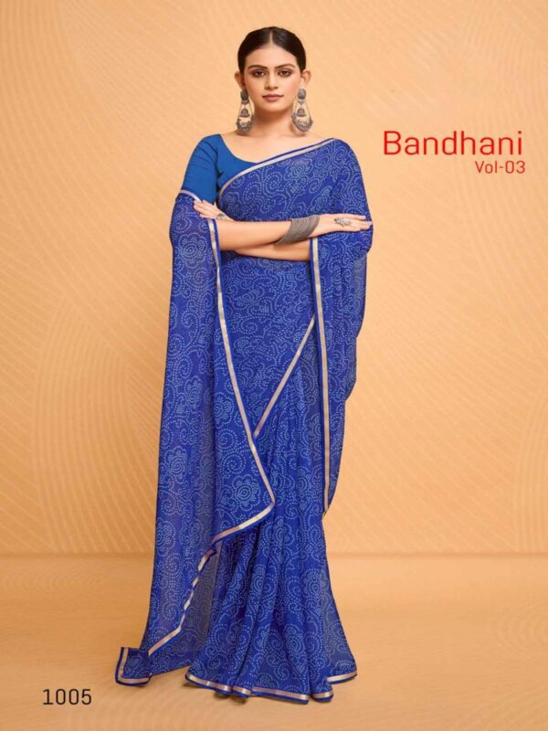 Cobalt Blue Georgette Bandhej saree