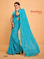 Royal Blue Georgette Bandhej saree