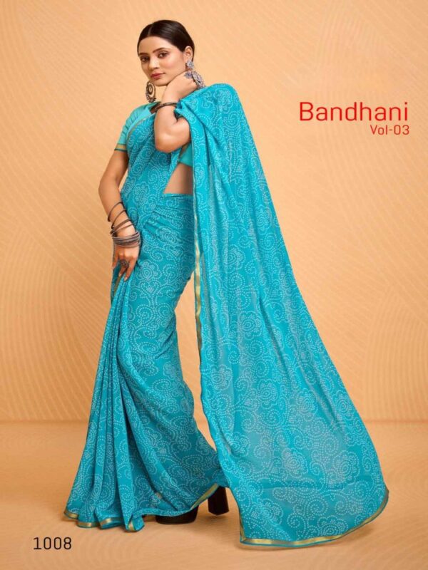 Royal Blue Georgette Bandhej saree