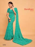 Sky Blue Georgette Bandhej saree