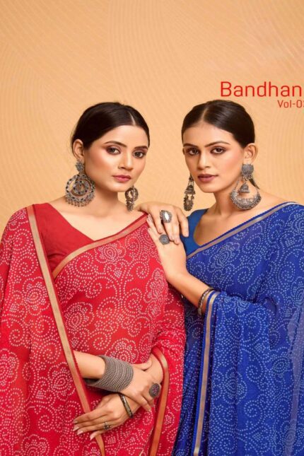Thumbnail Georgette Bandhej saree