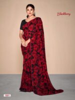 Red Black 01 Georgette Printed saree