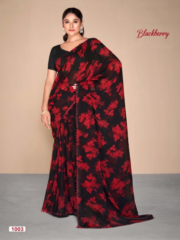 Red Black 03 Georgette Printed saree