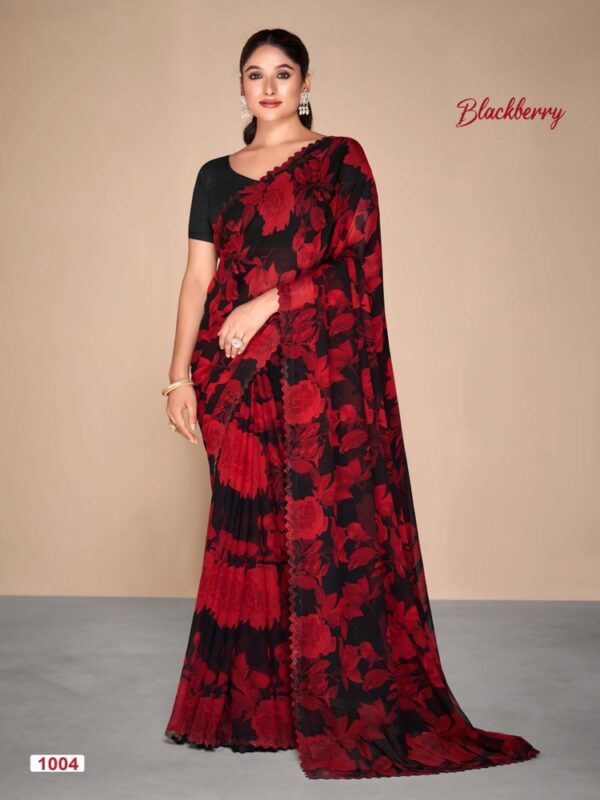 Red Black 04 Georgette Printed saree