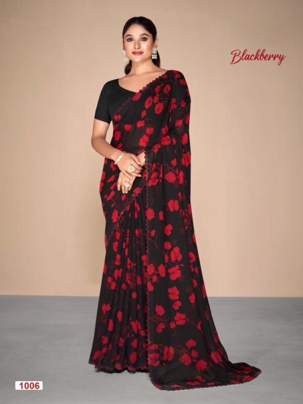 Red Black 06 Georgette Printed saree