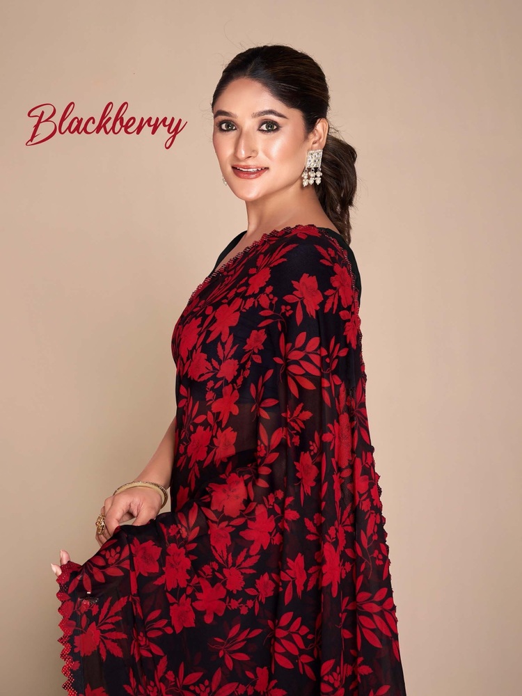 Blackberry Thumbnail Georgette Printed saree Thumbnail Georgette Printed saree