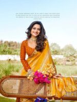 Mustard Yellow Soft Reshmi Cotton Leheriya saree