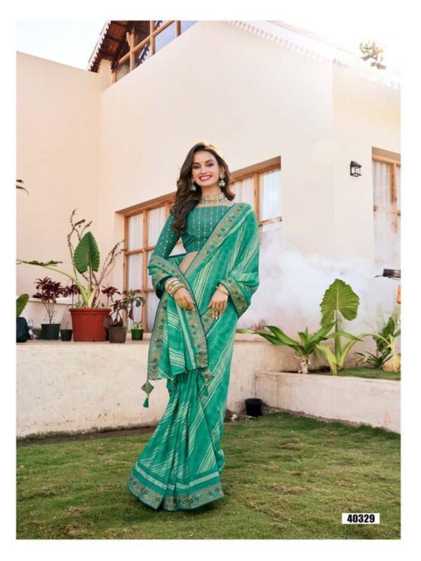 Tiffany Blue Soft Reshmi Cotton Leheriya saree