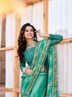 Tiffany Blue Soft Reshmi Cotton Leheriya saree