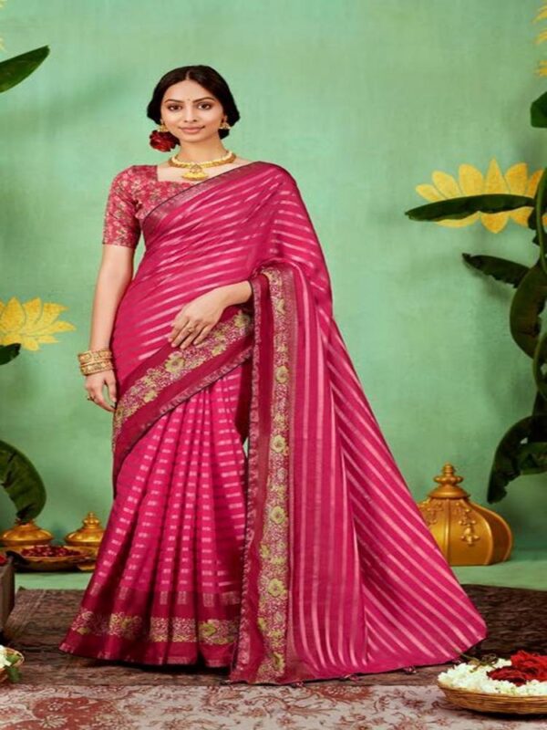Hot Pink Soft Silk Leheriya saree