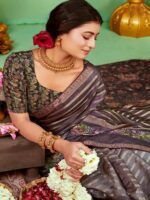 Lilac Soft Silk Leheriya saree