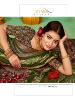 Olive Green Soft Silk Leheriya saree