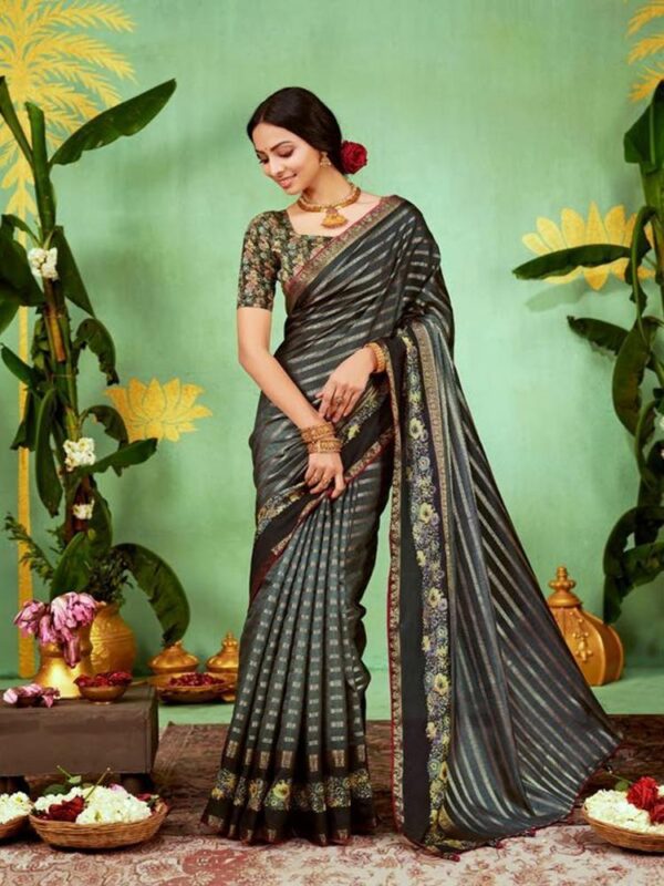 Slate Gray Soft Silk Leheriya saree