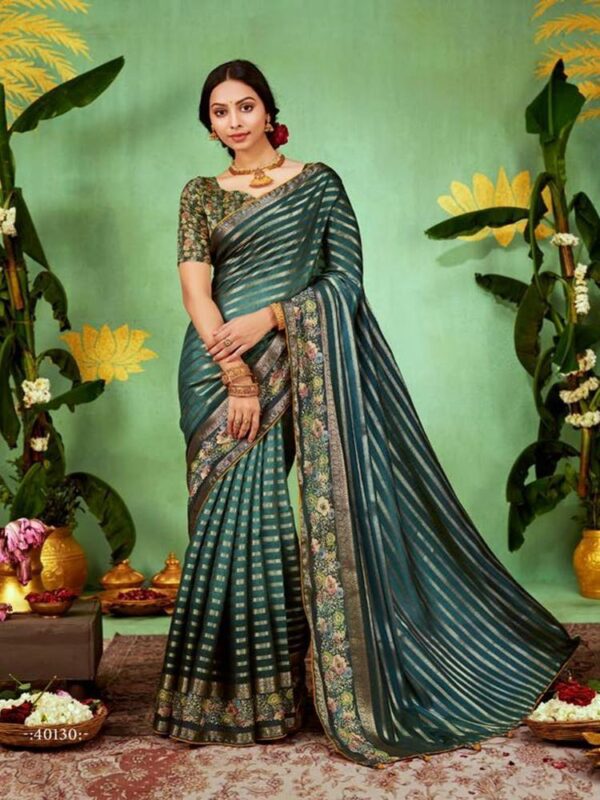 Tiffany Blue Soft Silk Leheriya saree