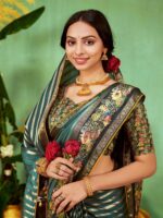 Tiffany Blue Soft Silk Leheriya saree