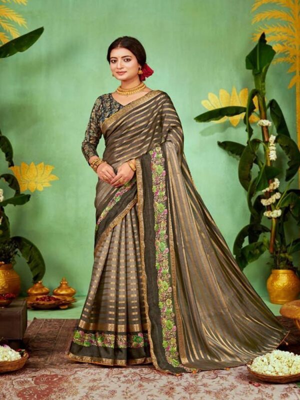Warm Gray Soft Silk Leheriya saree