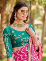 Rani Moss Georgette Leheriya saree