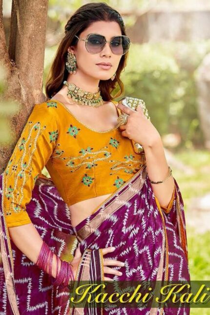 Thumbnail Moss Georgette Leheriya saree