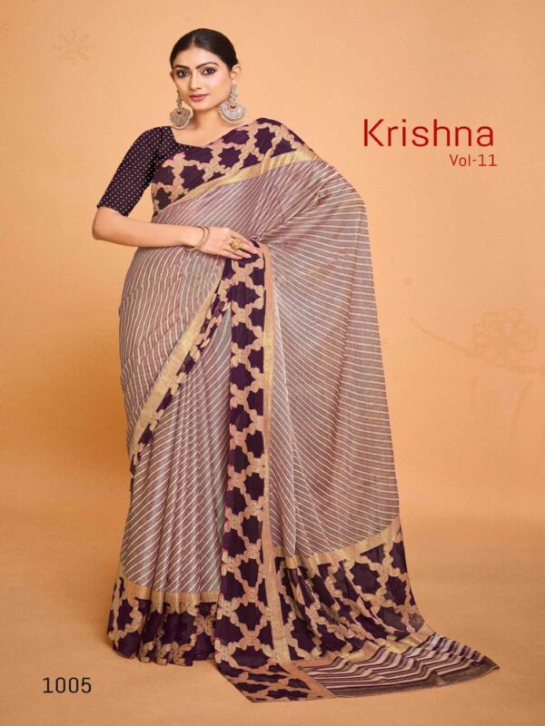 Boysenberry Chiffon Brasso Printed saree