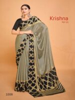 Gray Chiffon Brasso Printed saree