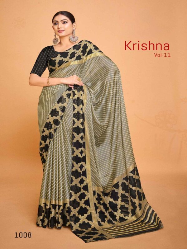 Gray Chiffon Brasso Printed saree