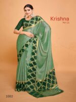 Hunter Green Chiffon Brasso Printed saree