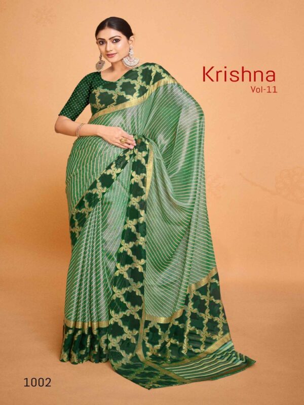 Hunter Green Chiffon Brasso Printed saree