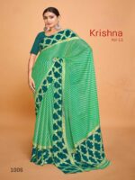 Jade Green Chiffon Brasso Printed saree
