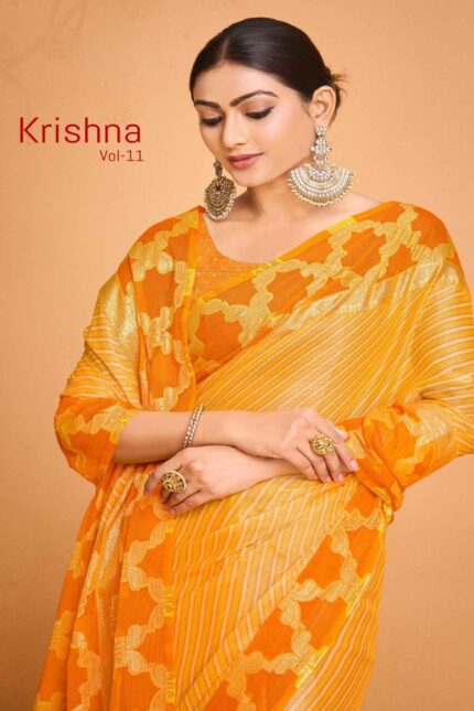 Thumbnail Chiffon Brasso Brasso Printed saree