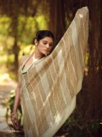 Jasmine Dull Moss Leheriya saree