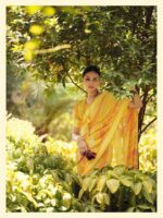 Mustard Yellow Dull Moss Leheriya saree